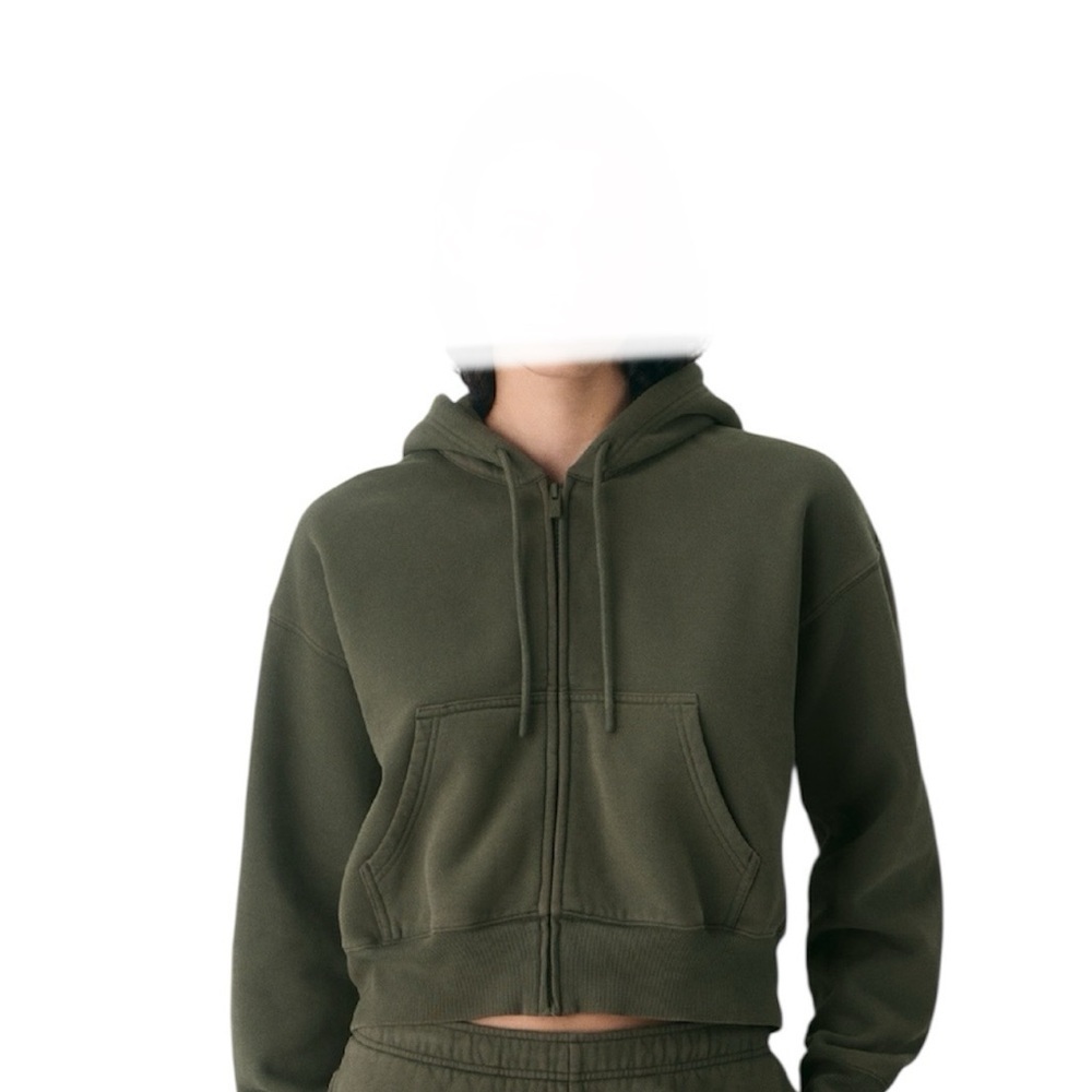 ARITZIA BOYFRIEND FIT SWEATFLEECE COZY FLEECE HOODIE OLIVE GREEN SIZE SMALL - Picture 4 of 16